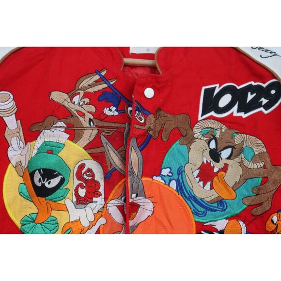 Vintage Vogue Looney Tunes Embroidered Red Bomber Jacket Medium - Picture 6 of 16